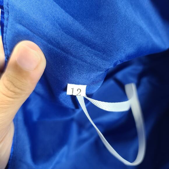 Satin Formal Royal blue long dress high slit Sz 12 Prom Party Elegant wedding - Picture 10 of 14